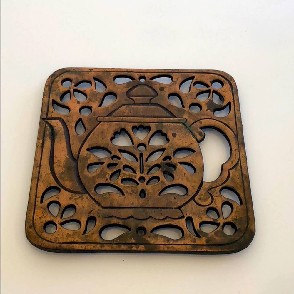 Vintage Himark 1983 Copper cast iron Teapot Trivet